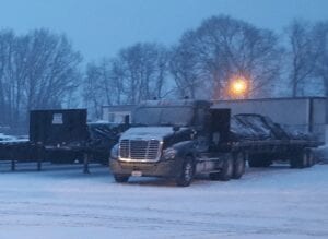 United Pipe & Steel Truck in Snow