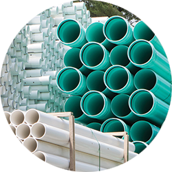 Bundled PVC pipe stocked for Water Works wholesale distribution
